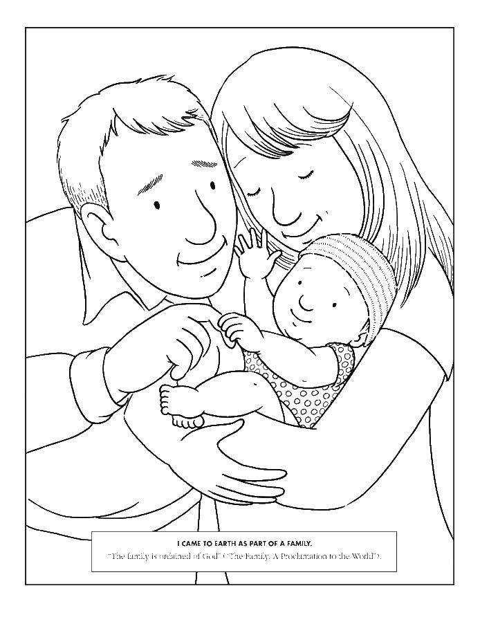 Coloring Parents with a child. Category Family. Tags:  Family, parents, children.