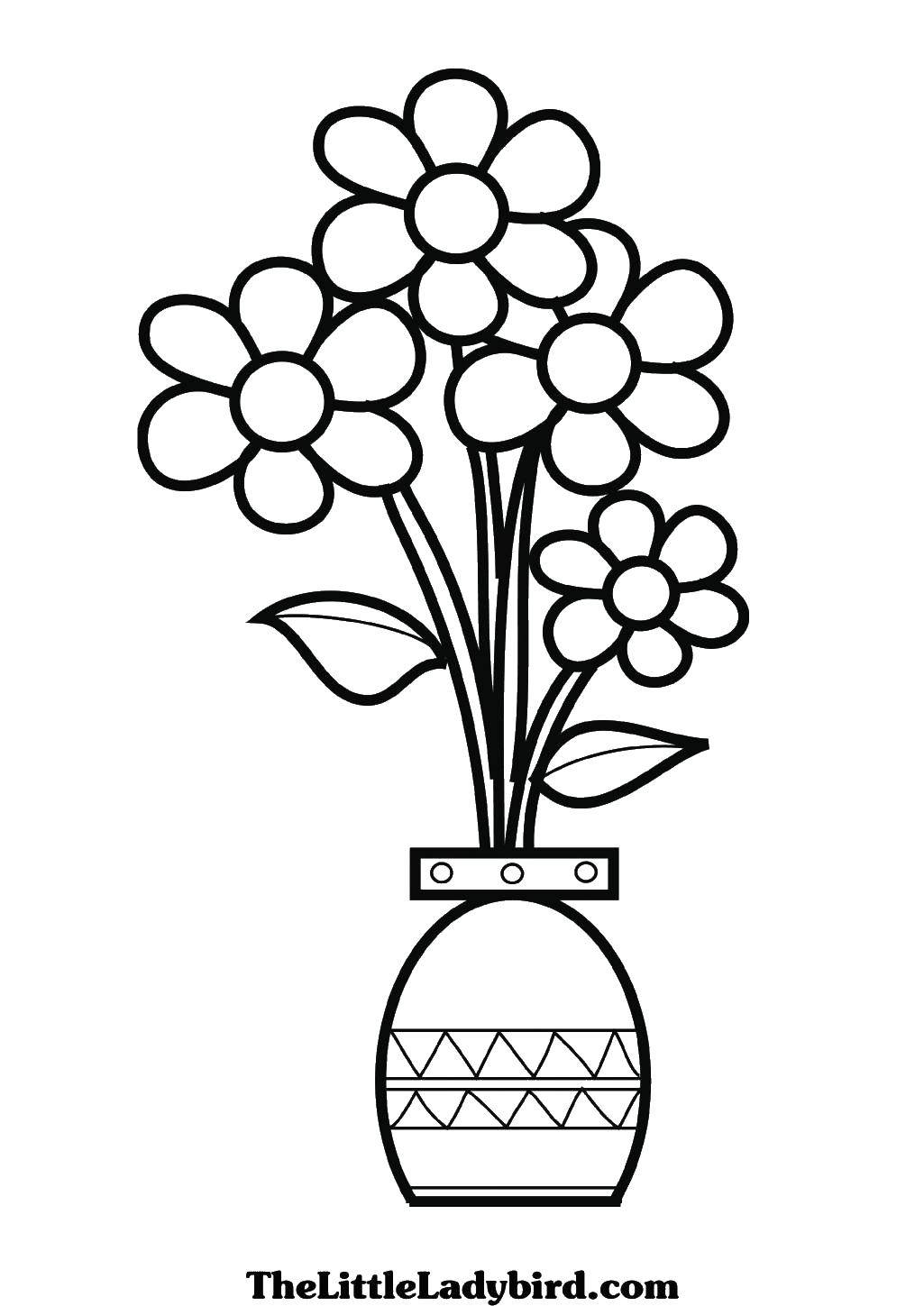 Название: Раскраска Ромашки в вазе. Категория: Ваза. Теги: ваза, ромашки.