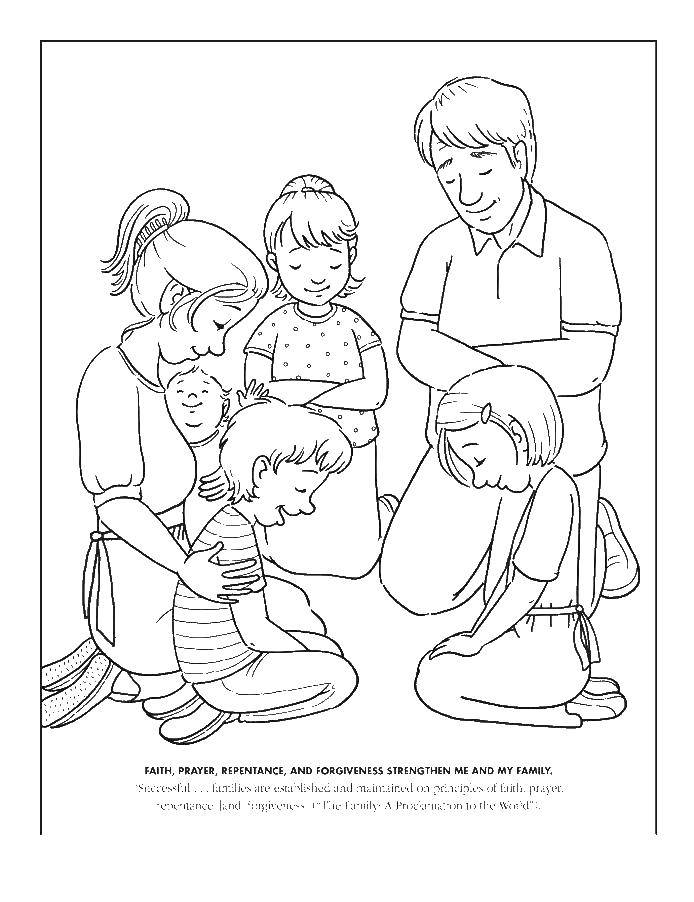 Coloring The family is praying. Category religion. Tags:  religion, prayer, family.
