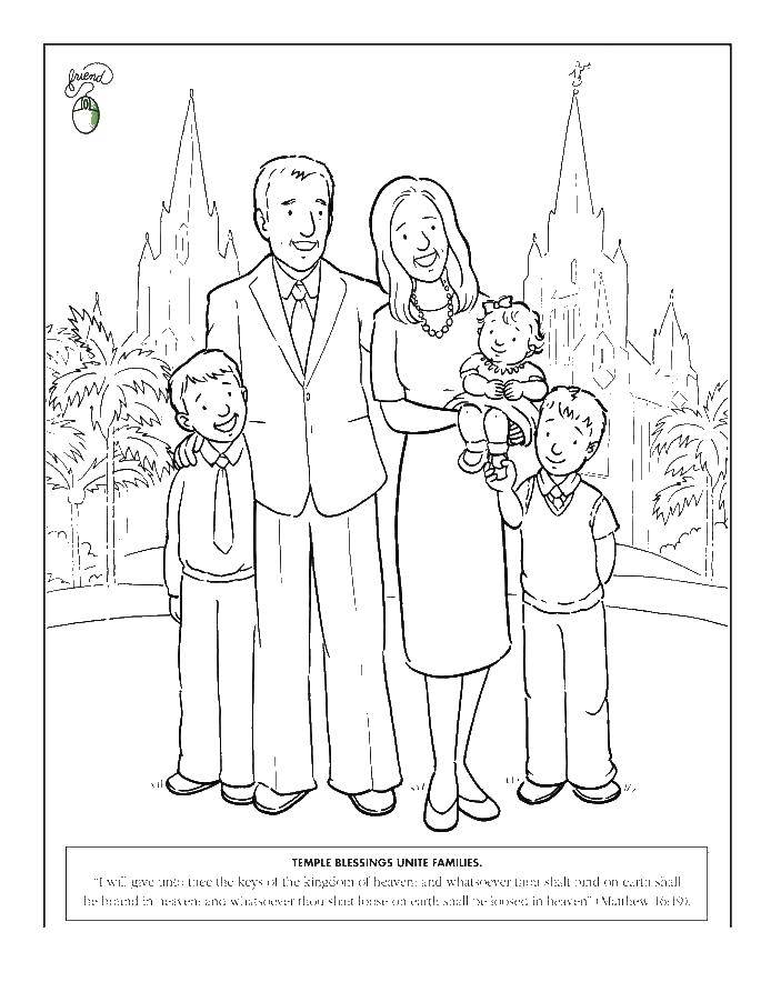 Coloring Family in the Church. Category the Church. Tags:  Church, family.