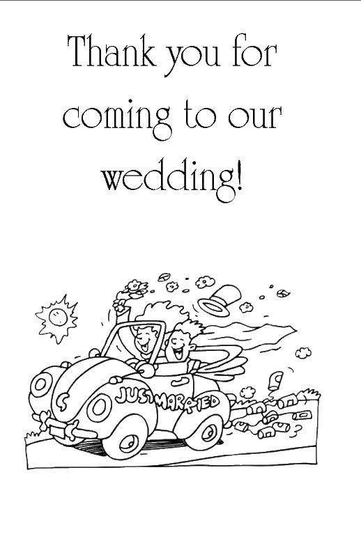 Coloring Thank you for coming to our wedding. Category Wedding. Tags:  wedding, postcard.