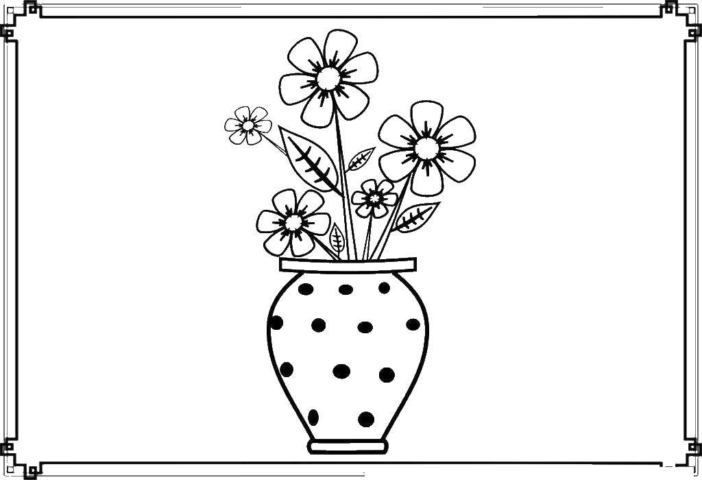 Название: Раскраска Ваза в горошек с цветами. Категория: Ваза. Теги: ваза, цветы.
