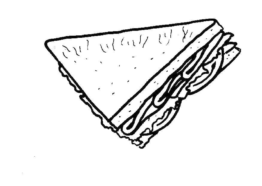Название: Раскраска Вкусный сэндвич. Категория: еда. Теги: Еда, сэндвич.