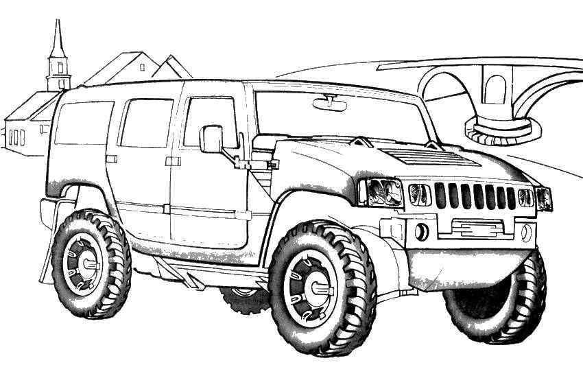 Coloring SUV. Category machine . Tags:  cars, trucks, jeep.