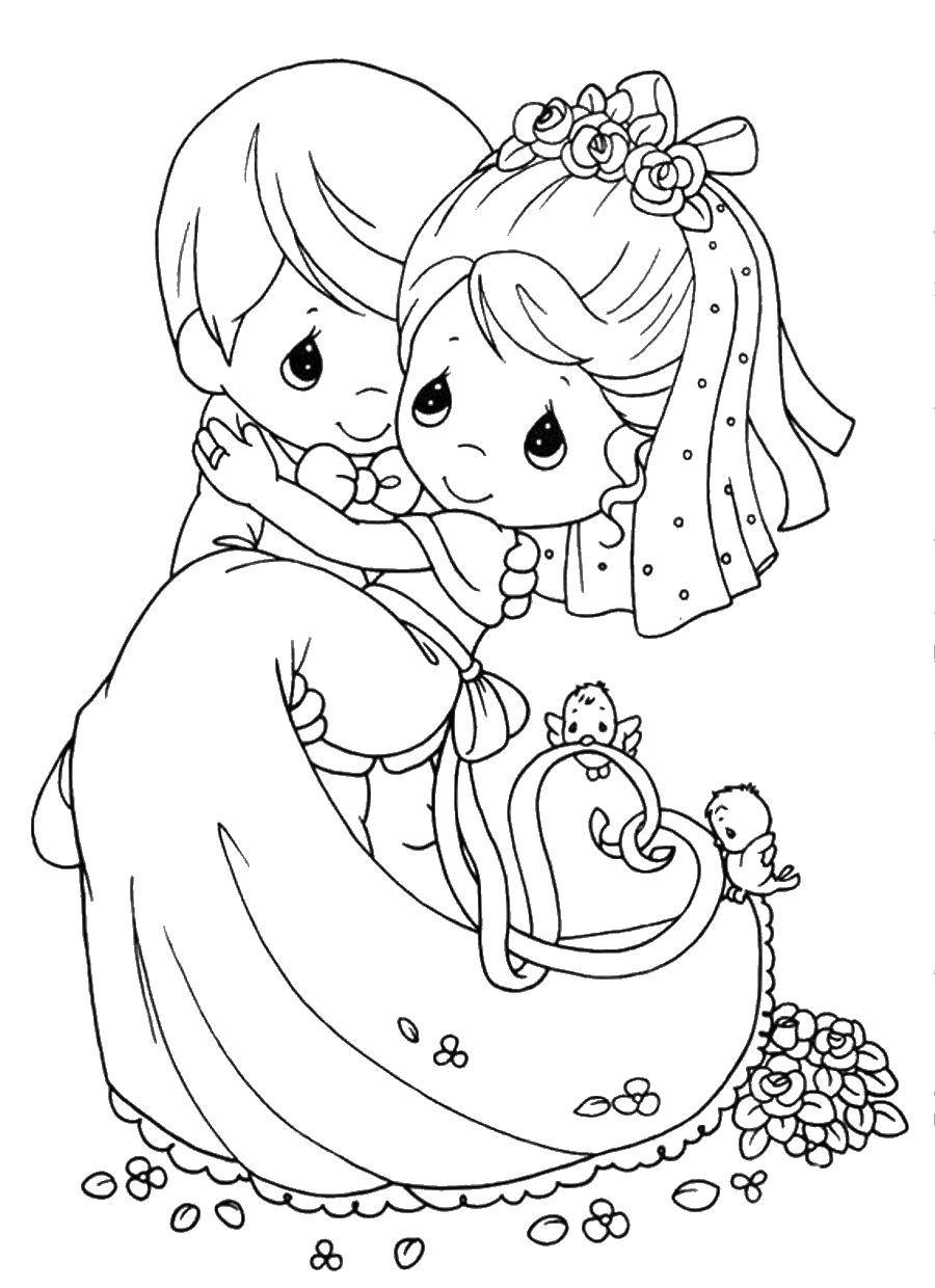 Название: Раскраска Жених держит невесту. Категория: Свадьба. Теги: жених, невеста, свадьба.