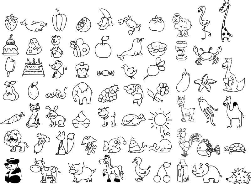 Coloring Animals and food. Category the food. Tags:  food, animals.