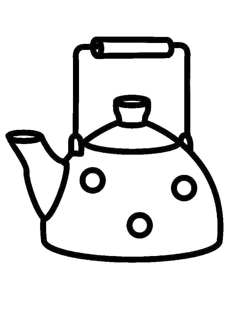 Coloring Kettle polka dot. Category dishes. Tags:  crockery, kettle.