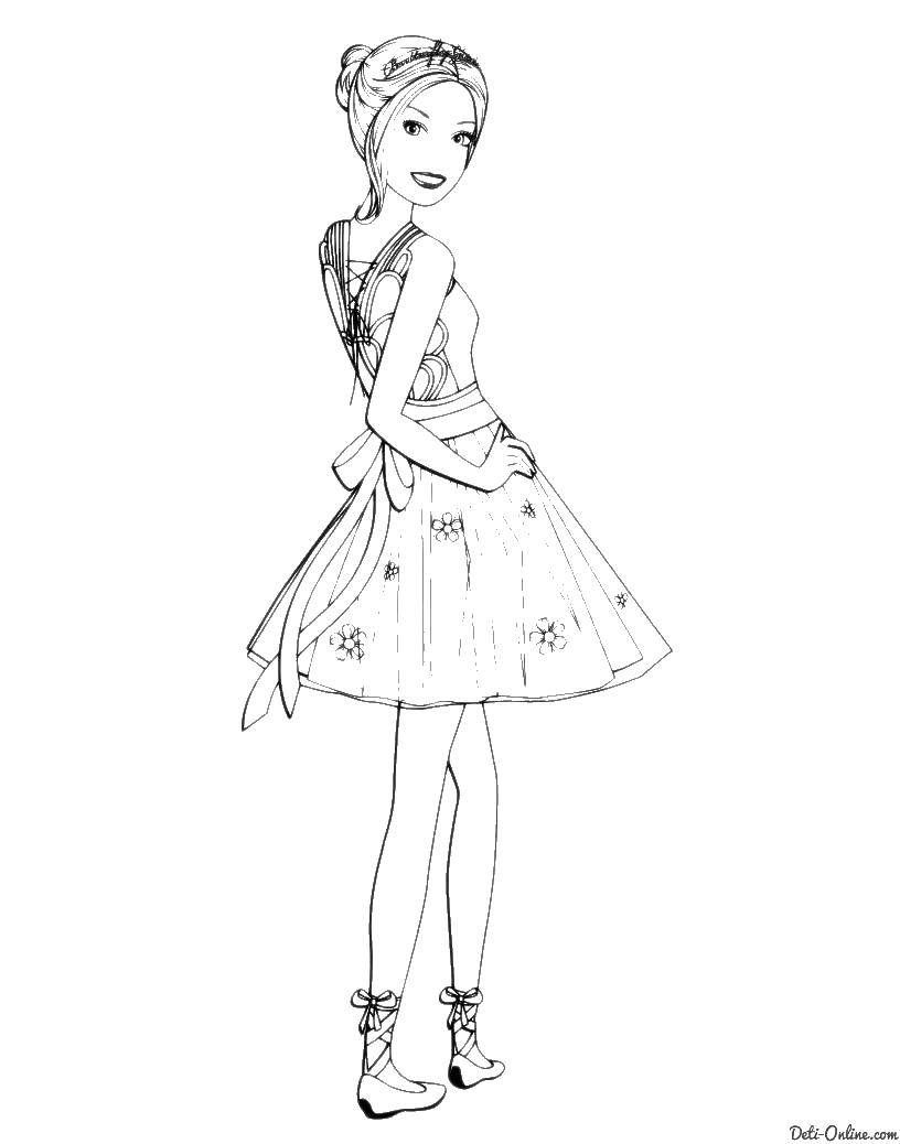 Название: Раскраска Девочка в милом платье. Категория: одежда. Теги: одежда, платье, девочки.
