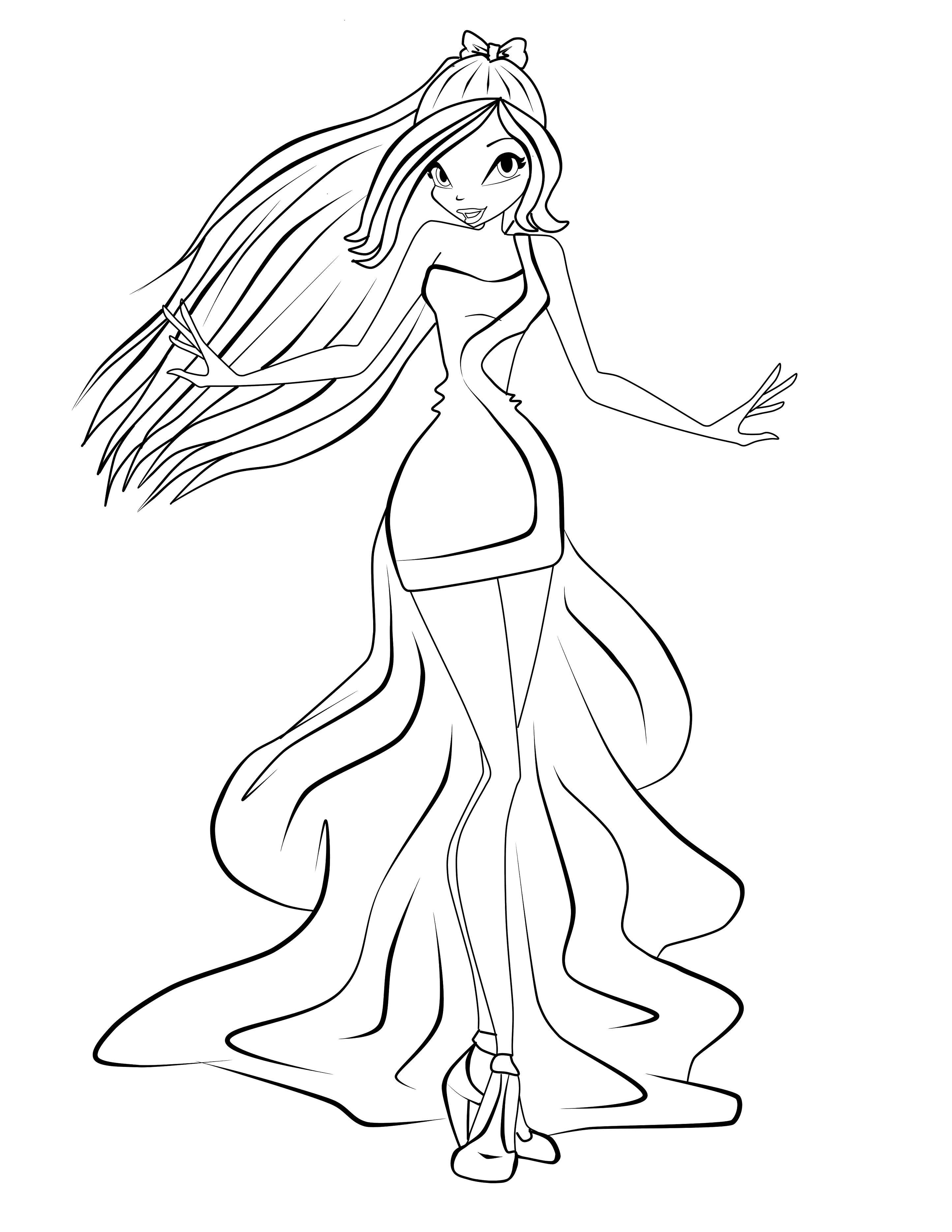 Coloring Flora from winx cartoon. Category Cartoon character. Tags:  Character cartoon, Winx.