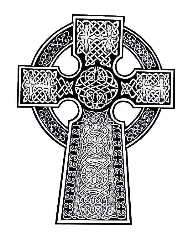 Coloring Cross with ornament. Category coloring pages cross. Tags:  cross ornament.