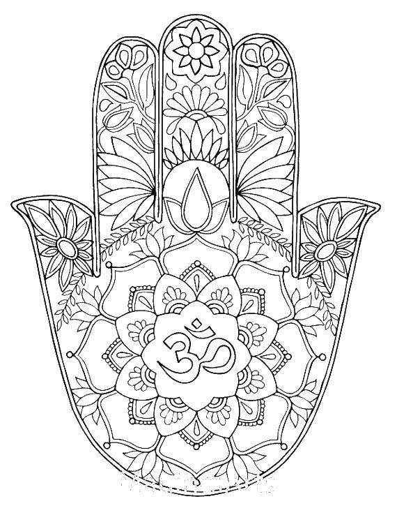 Coloring The palm flower. Category The contour of the hands and palms to cut. Tags:  palm, flowers, pattern.