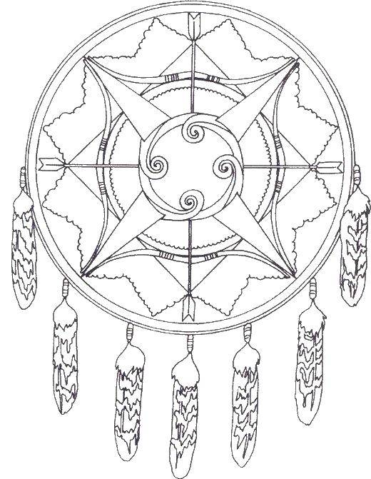 Coloring Dreamcatcher. Category the objects. Tags:  talisman, Dreamcatcher.