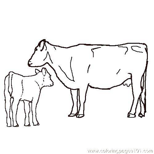 Название: Раскраска Мама корова с малышом. Категория: домашние животные. Теги: Животные, корова.