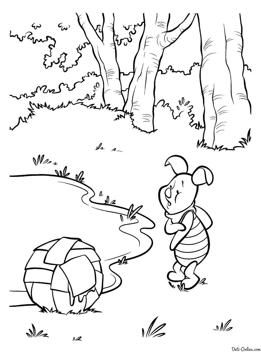 Coloring The promenade at the reservoir. Category Winnie the Pooh. Tags:  Disney cartoons, Winnie the Pooh, Piglet.