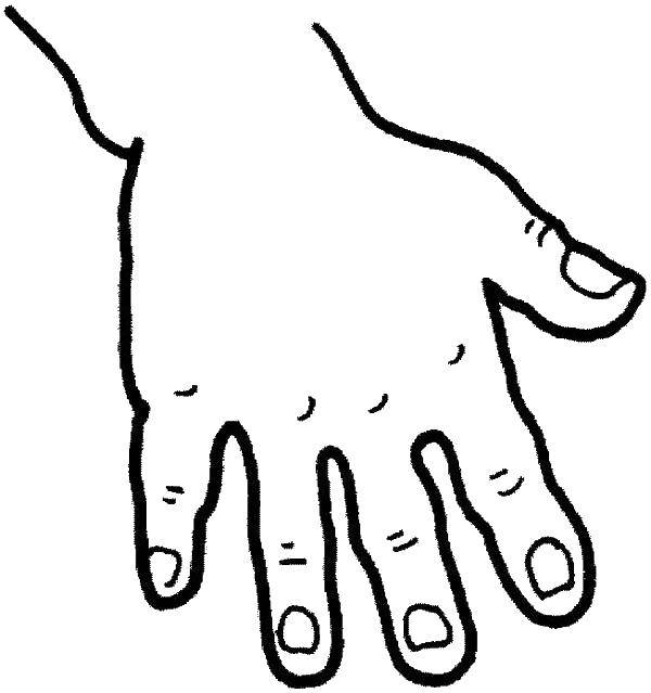 Название: Раскраска Рука. Категория: Контур руки и ладошки для вырезания. Теги: контуры, рука, пальцы.