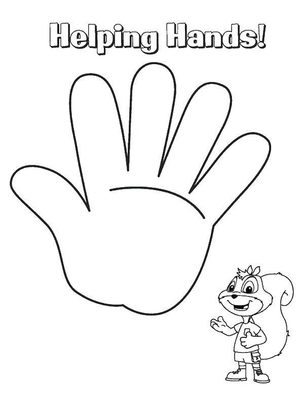 Coloring Helping hands. Category hand. Tags:  hand, glove.