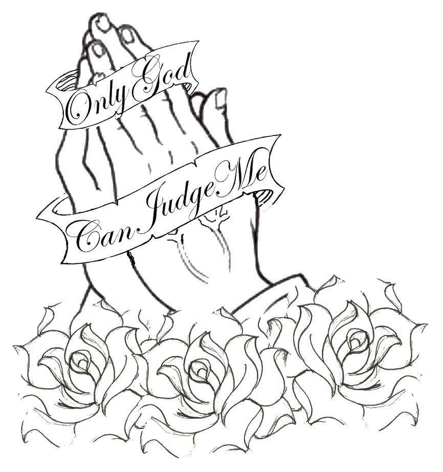 Coloring Hands with inscriptions. Category The contour of the hands and palms to cut. Tags:  hands, lettering.