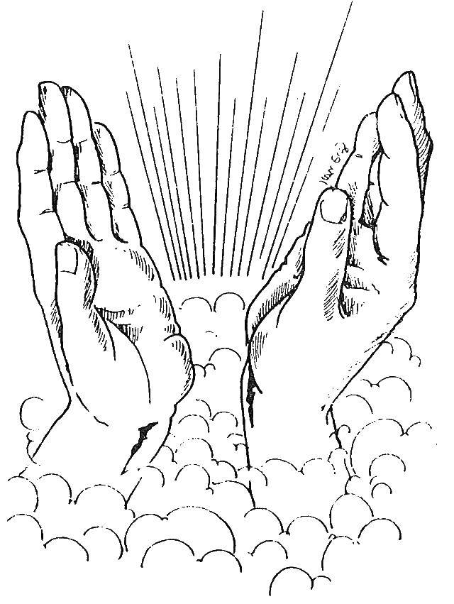 Coloring Hands to heaven. Category The contour of the hands and palms to cut. Tags:  hands, heaven.