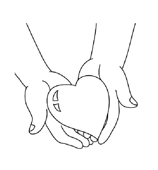 Название: Раскраска Сердце в ладонях. Категория: Сердечки. Теги: сердце, руки.