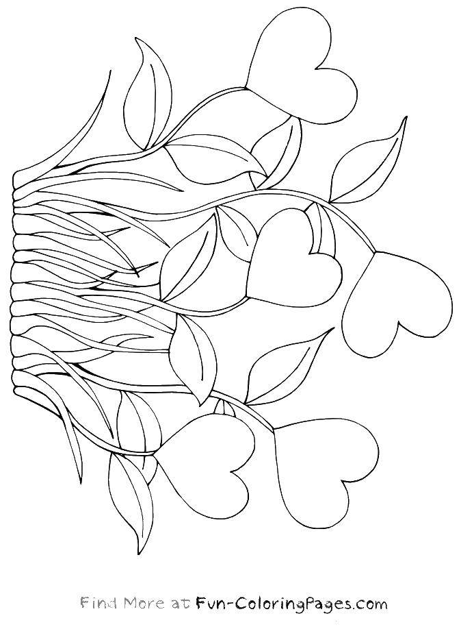 Coloring Flowers hearts. Category flowers. Tags:  flowers, hearts.