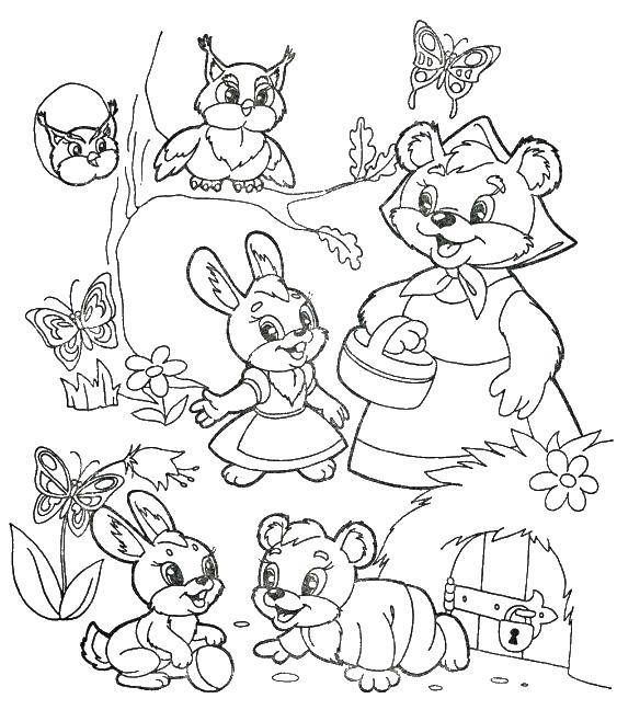 Coloring Bunnies, owls, bears. Category Animals. Tags:  animals , bunnies, owls, bears.