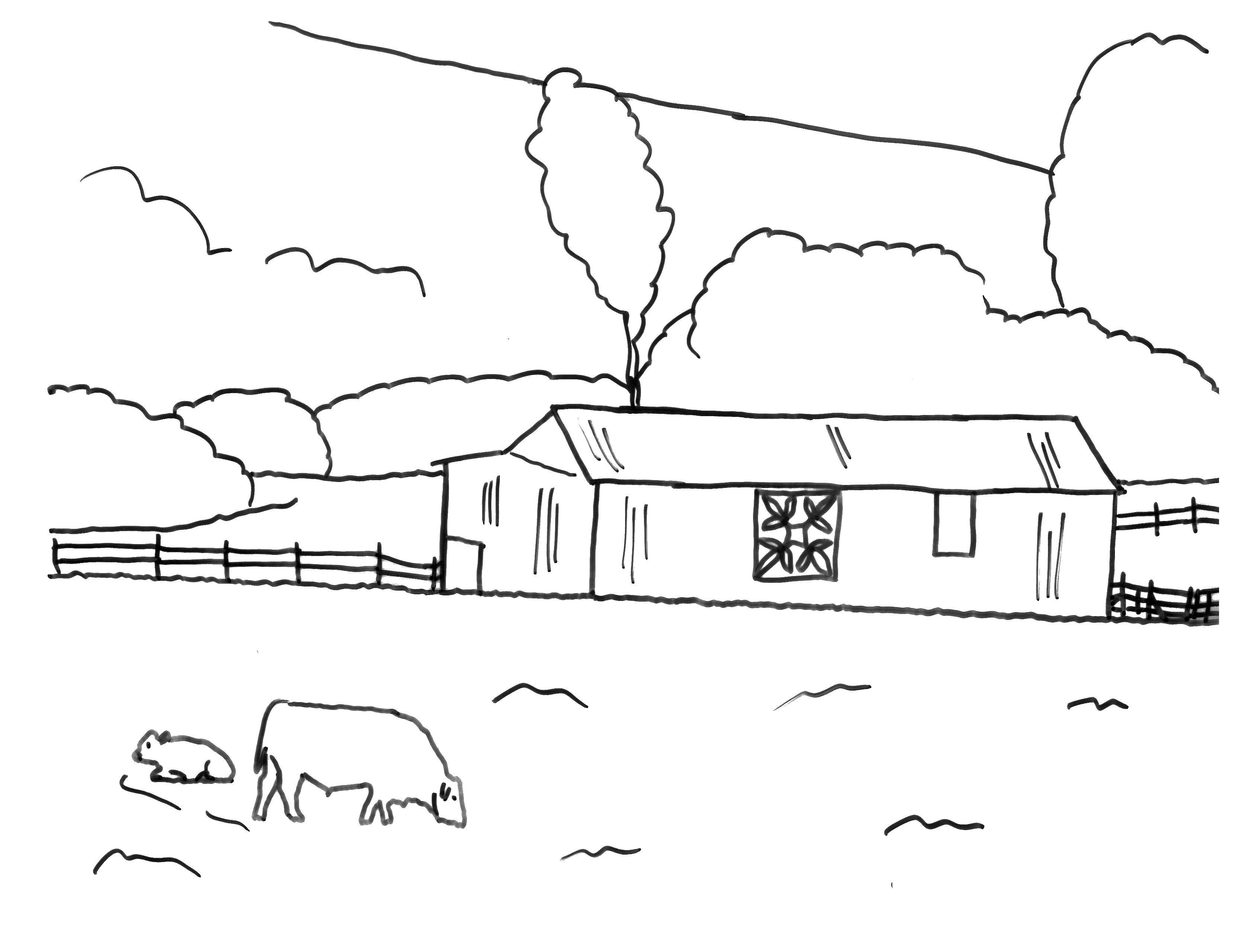 Розмальовки  Ферма і ягничка. Завантажити розмальовку ферма, овечка, луг.  Роздрукувати ,ферма,