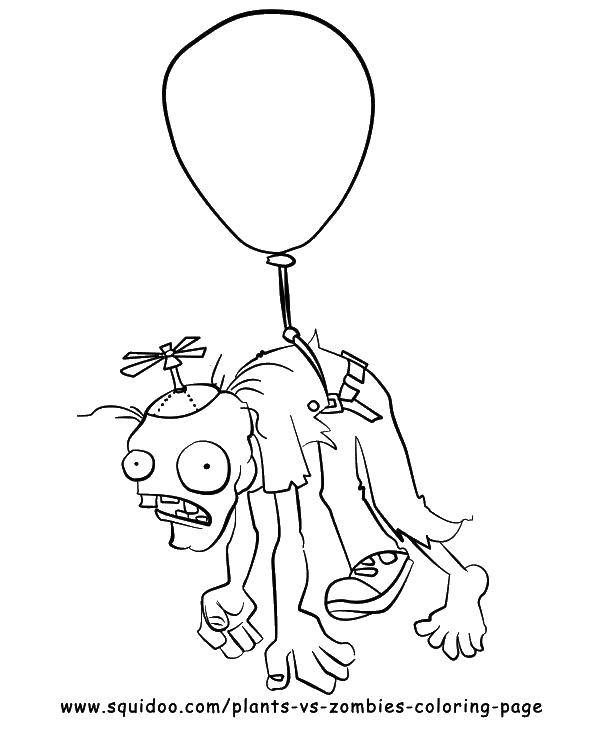 Розмальовки  Зомбі на кульці. Завантажити розмальовку Зомбі проти рослин, гра.  Роздрукувати ,Зомбі проти рослин,