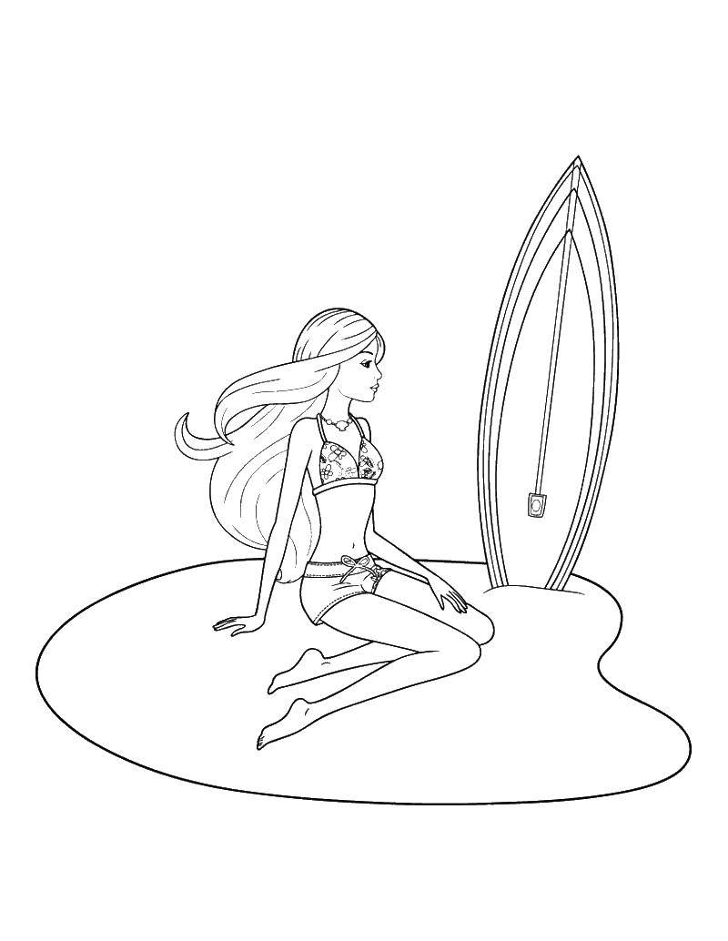 Coloring Barbie surfer. Category Barbie . Tags:  Barbie .