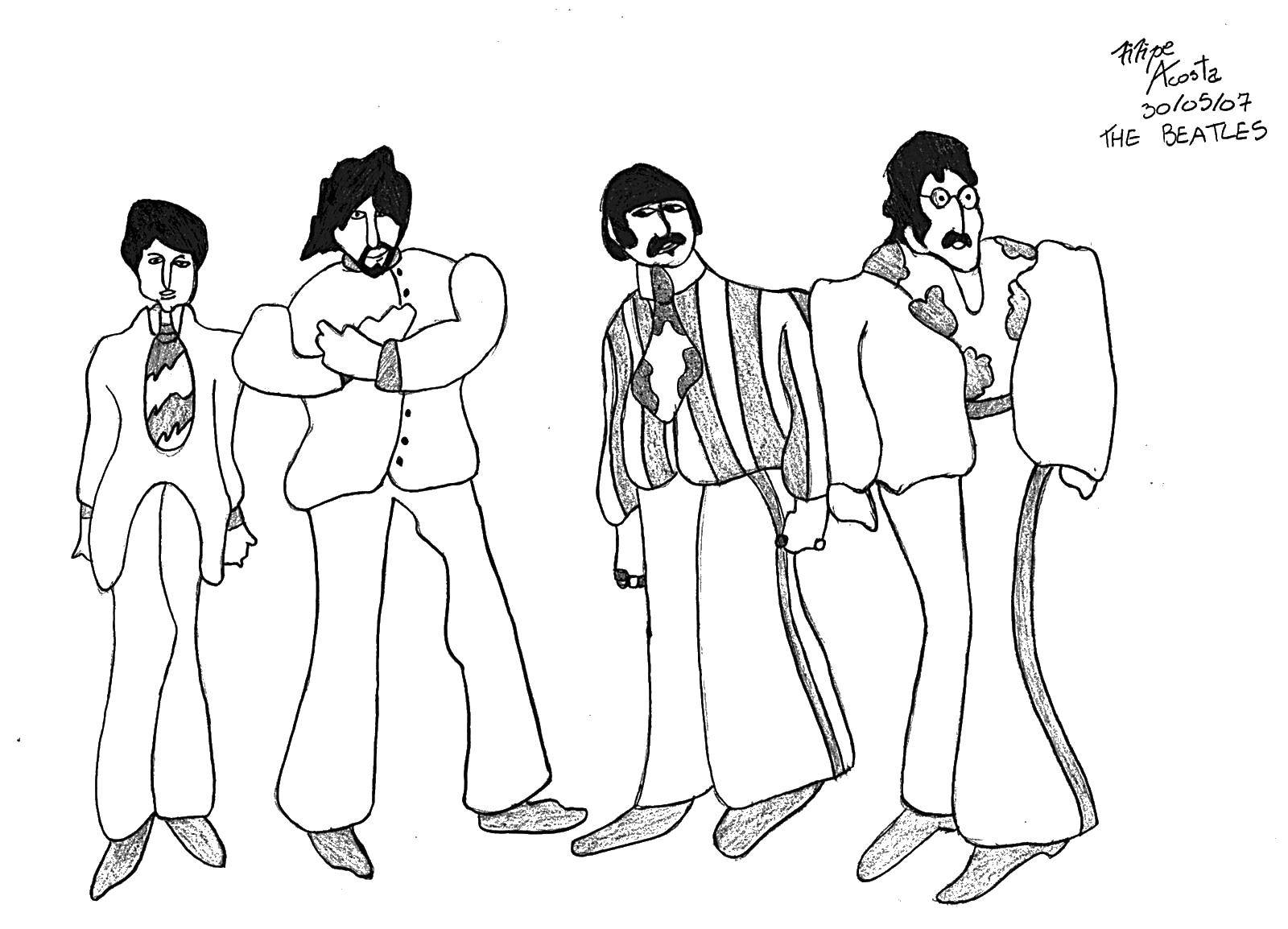 Coloring The Beatles. Category coloring. Tags:  celebrity, the Beatles.