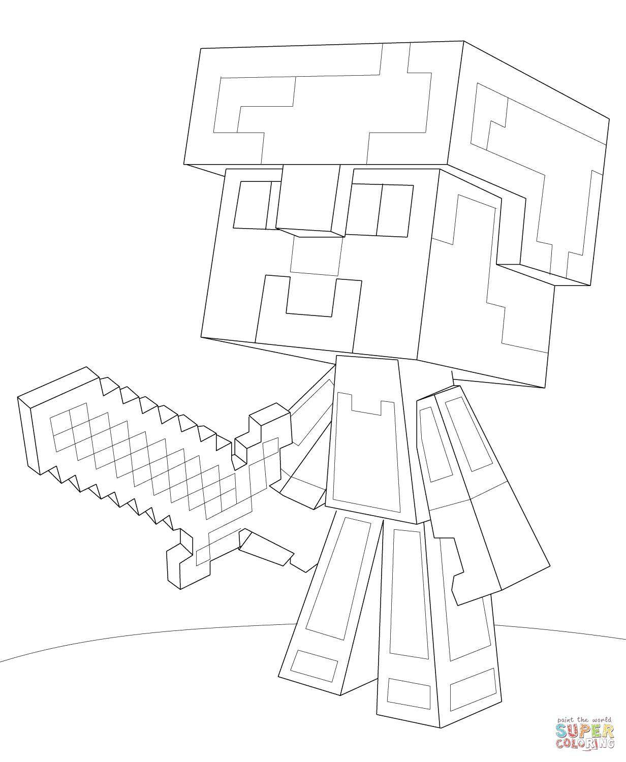 Coloring A fighter with a sword. Category minecraft. Tags:  games, minecraft, characters.