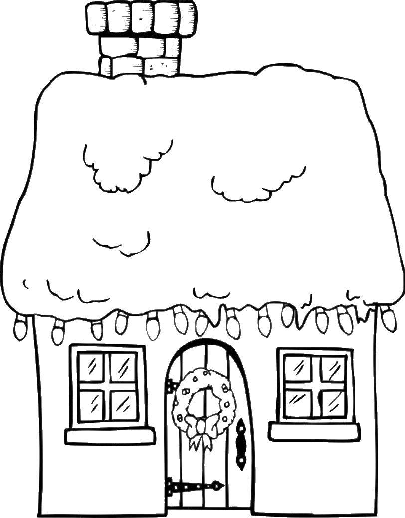 Название: Раскраска Дом со снежной крышей. Категория: дома. Теги: дома, дом, крыша.