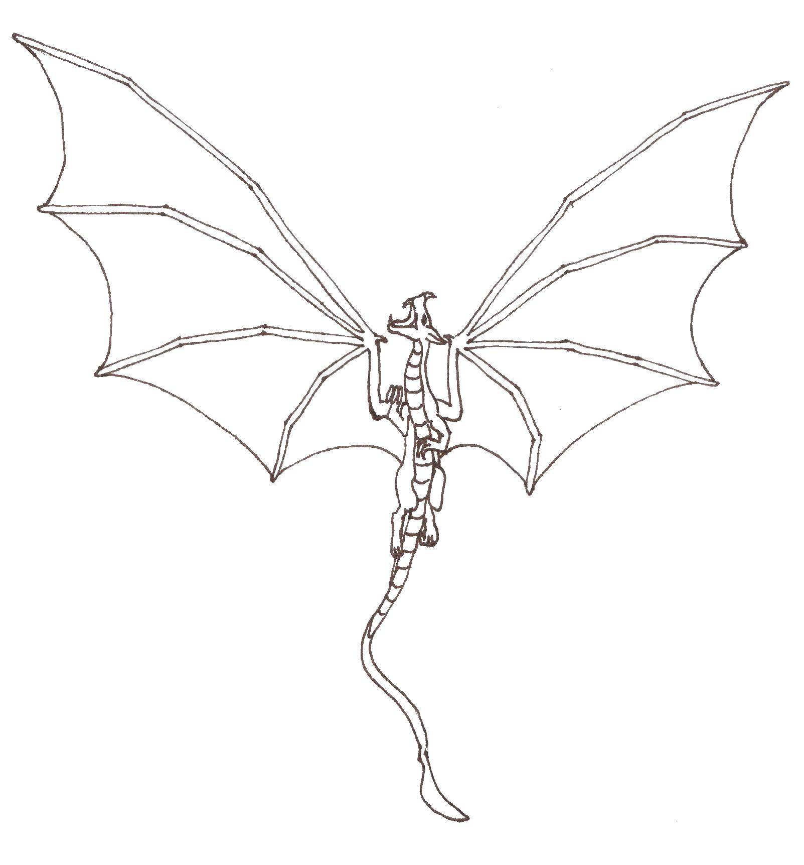Coloring Dragon with wings. Category coloring. Tags:  wings, dragon.