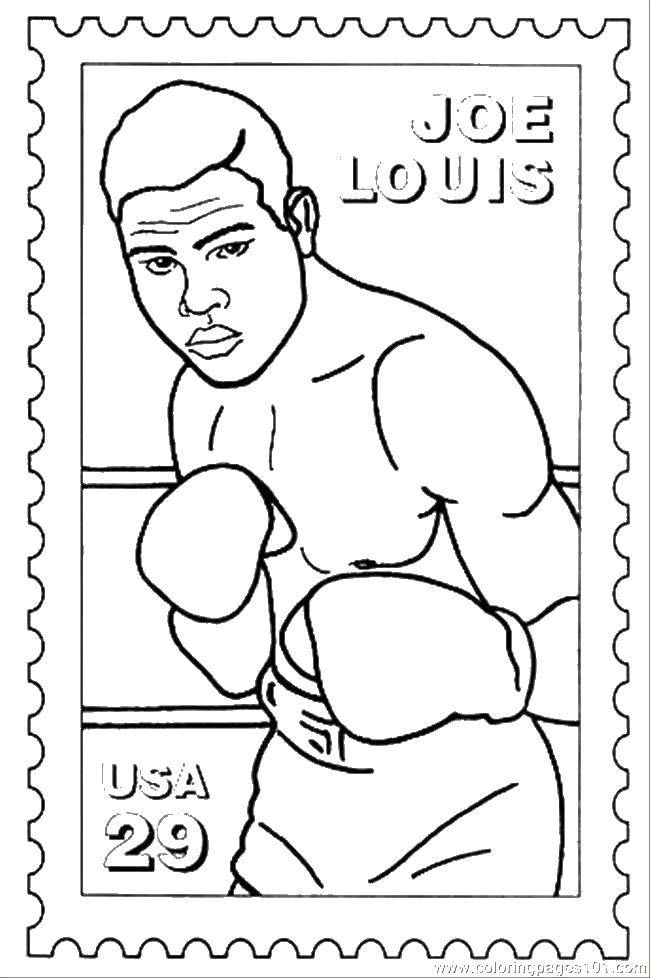 Название: Раскраска Джо луис. Категория: бокс. Теги: Спорт, бокс.