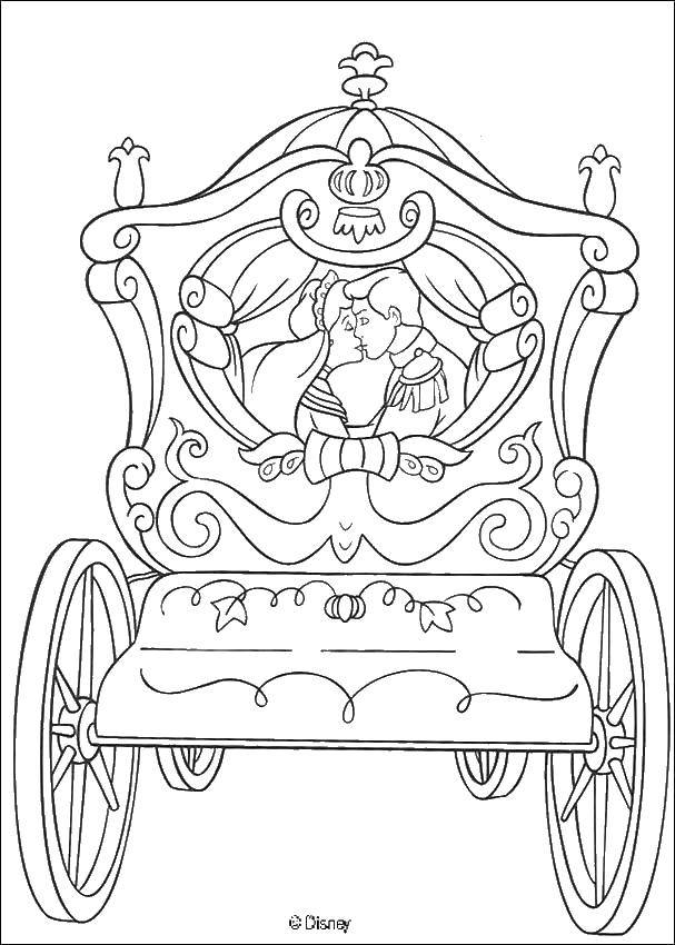 Coloring The carriage of the Prince and Princess. Category Princess. Tags:  Princess , Prince, coach.