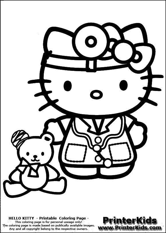 Coloring Kitty doctor. Category Medical coloring pages. Tags:  Medical coloring pages.