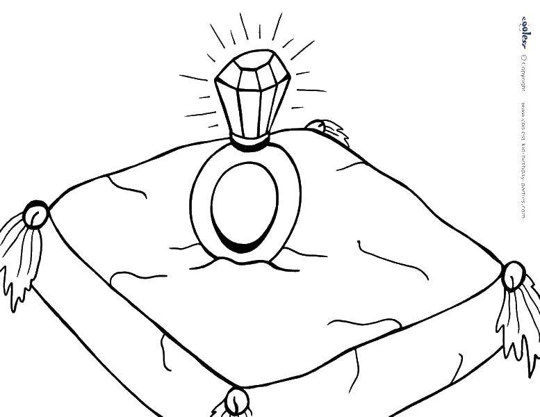 Название: Раскраска Кольцо на подушечке. Категория: кольцо. Теги: кольца, подушка.