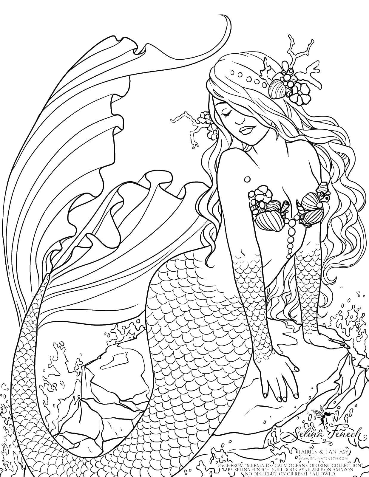 Coloring Beautiful mermaid. Category Fantasy. Tags:  fantasy, mermaid, girl.