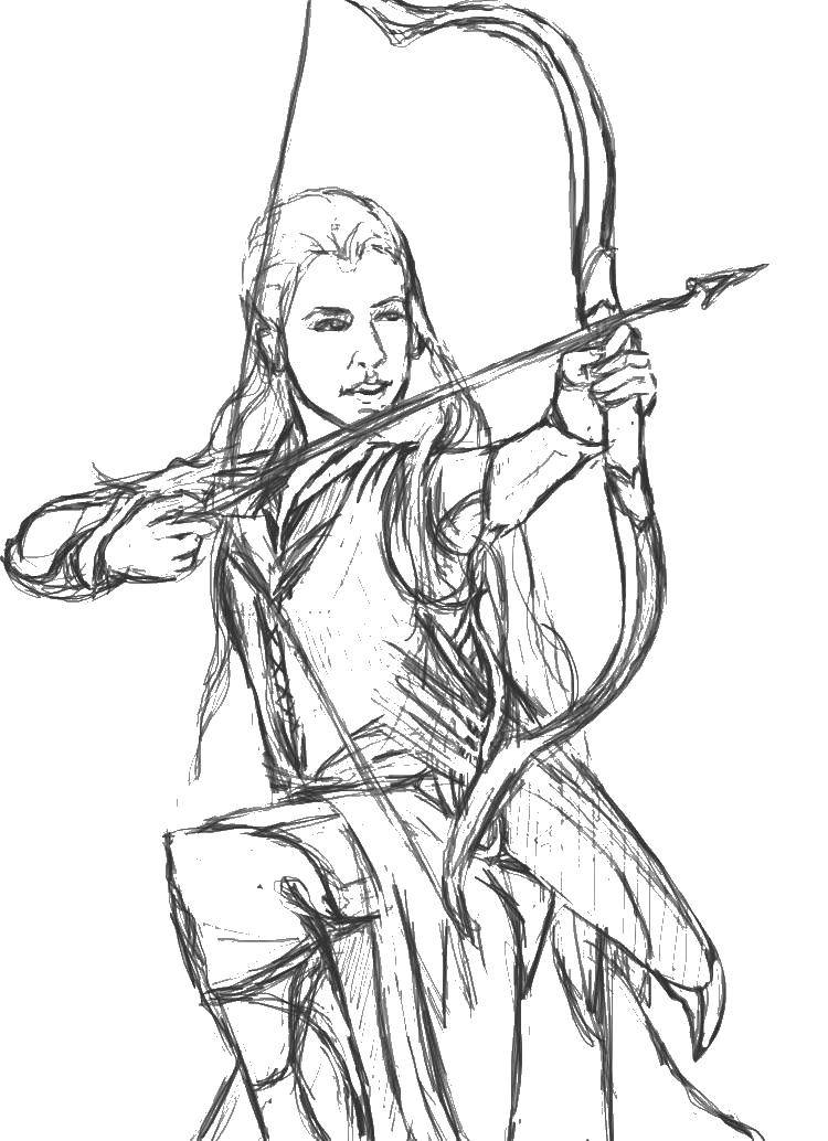 Coloring Archer. Category Lord of the rings. Tags:  Lord of the rings, Archer, bow and arrow.