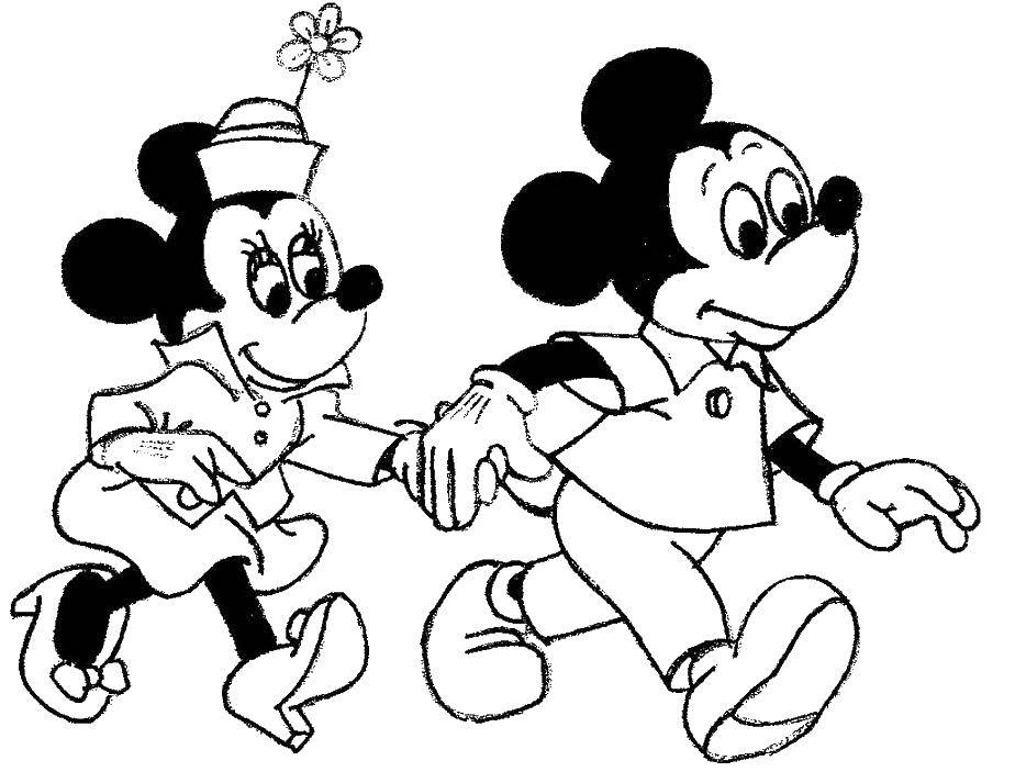 Coloring Mickey mouse and mini mouse. Category Mickey mouse. Tags:  mini mouse, Mickey mouse, love.