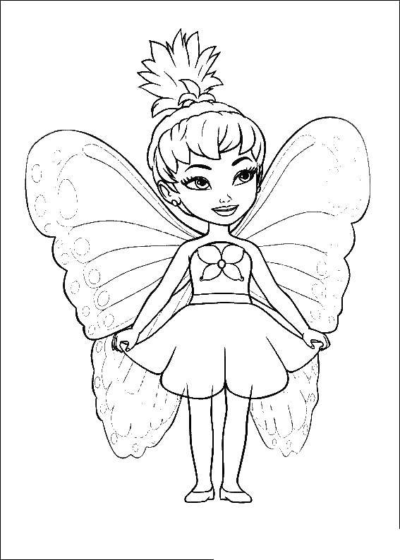 Coloring Mini Barbie fairy. Category Fantasy. Tags:  fairy, butterfly.