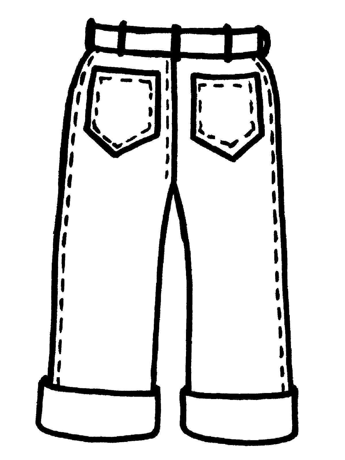 Название: Раскраска Мужские джинсы на ремне. Категория: одежда. Теги: Одежда, мужская, джинсы.