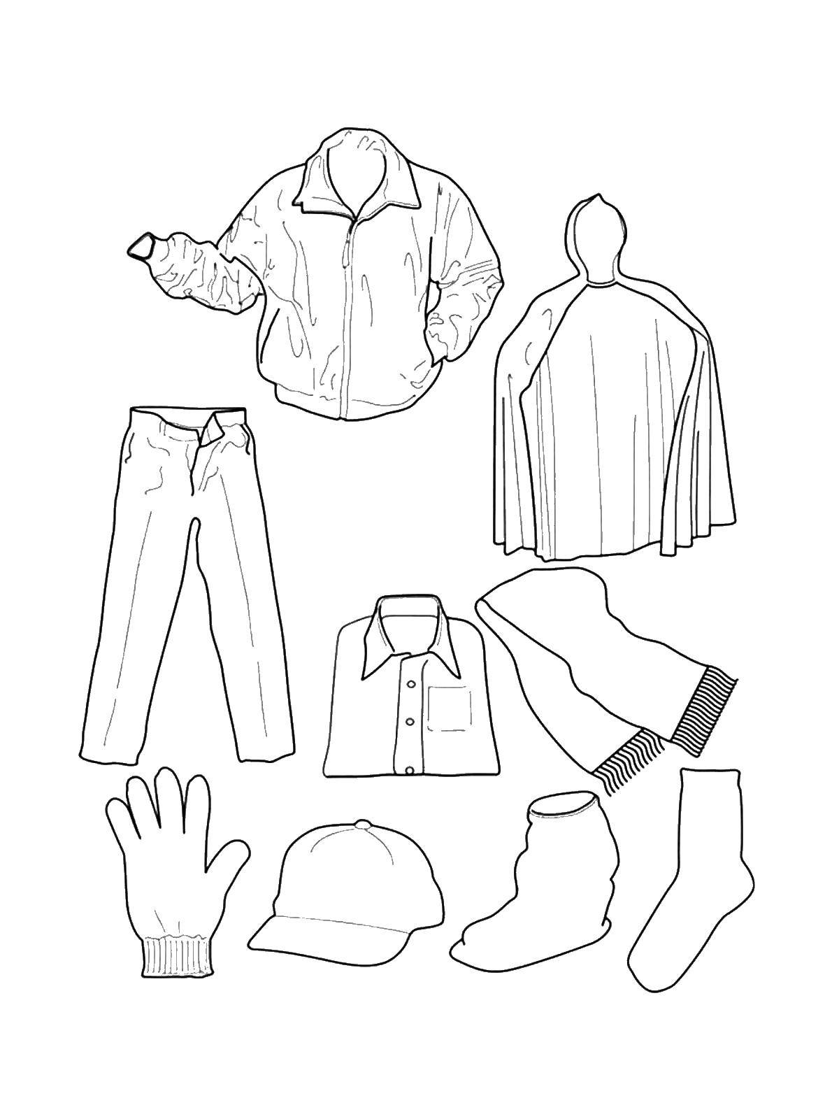 Coloring Set of clothes for coolness. Category clothing. Tags:  Clothing, cool.