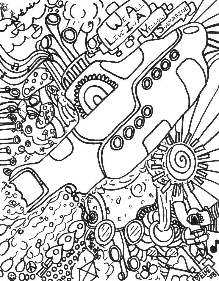 Coloring Submarine and patterns. Category submarine. Tags:  patterns, submarine.