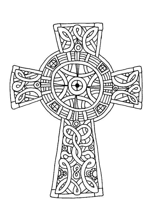 Название: Раскраска Витражный крест. Категория: Крест. Теги: крест, окно, витраж.