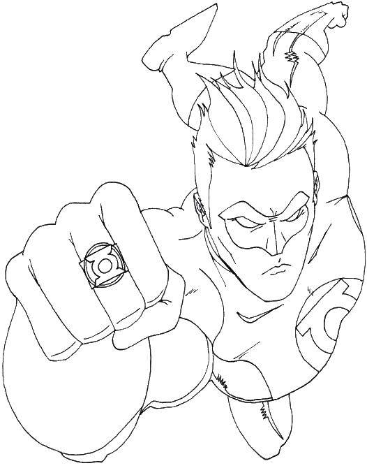 Coloring Green lantern with ring. Category superheroes. Tags:  Green Lantern, superheroes.