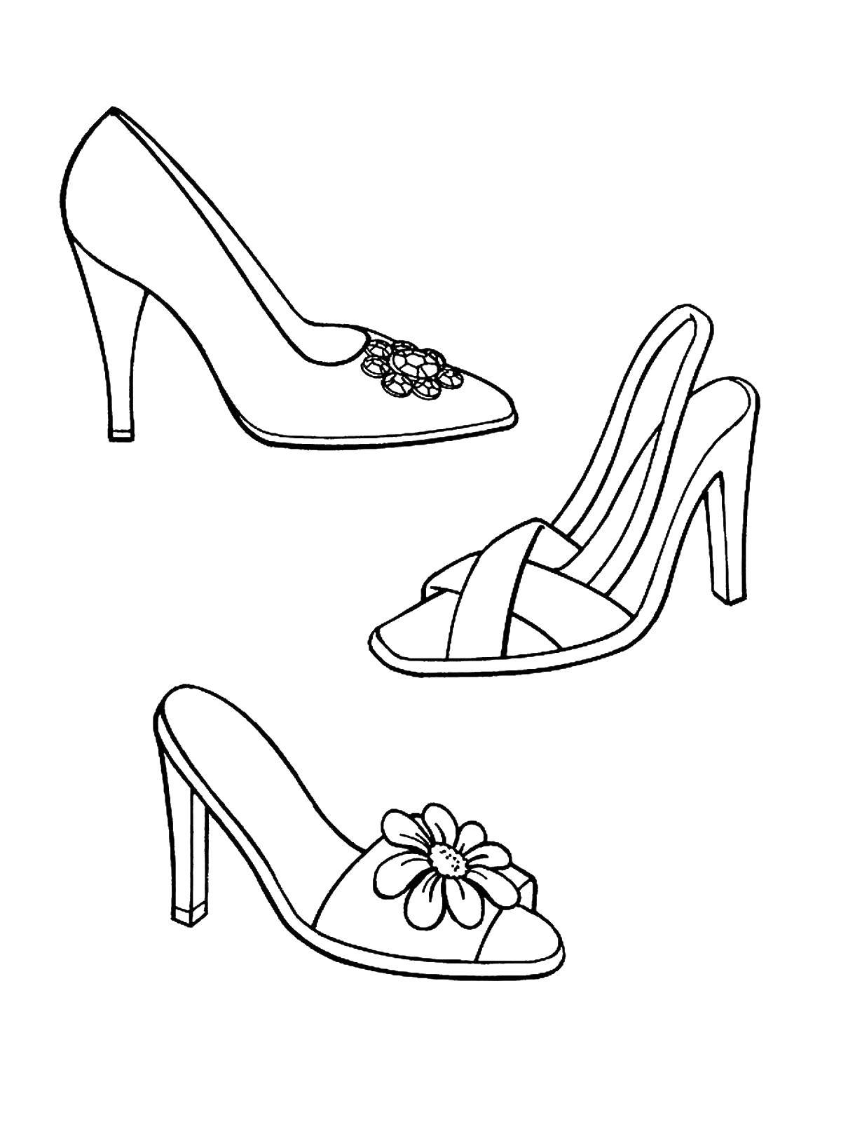 Coloring Женские туфли и босоножки. Category одежда. Tags:  Одежда, обувь, туфли.