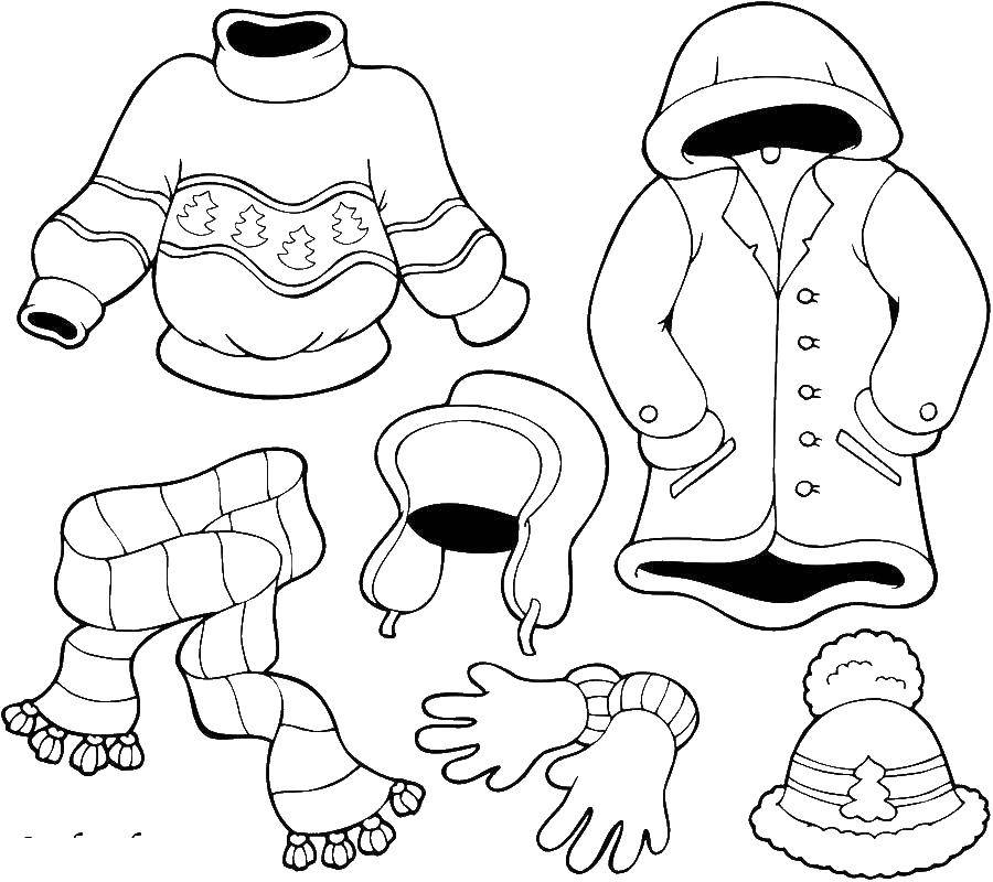 Coloring Winter clothing. Category clothing. Tags:  winter, clothes.