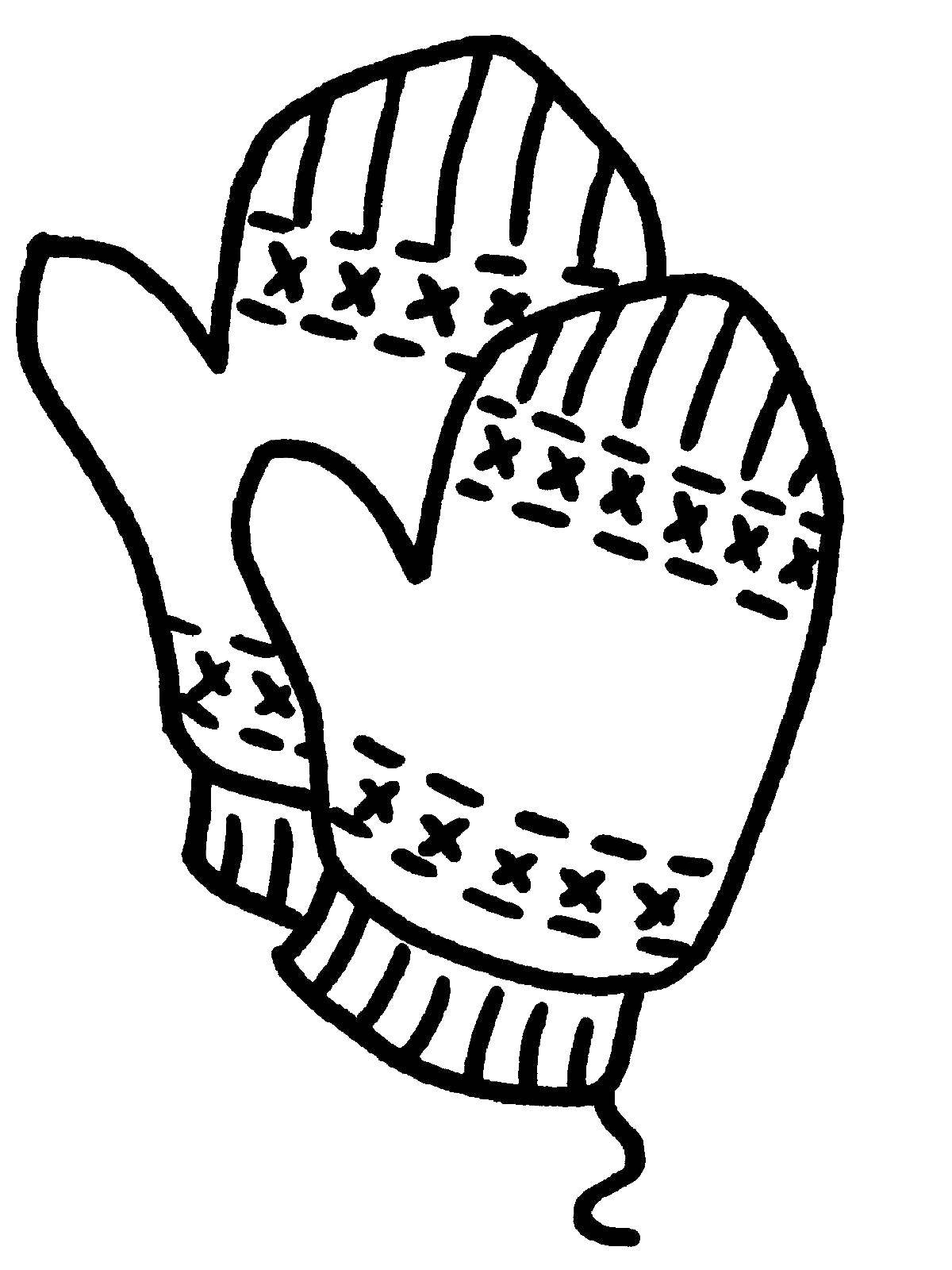 Coloring Winter mittens with geometric pattern. Category clothing. Tags:  Clothes, winter, mittens.