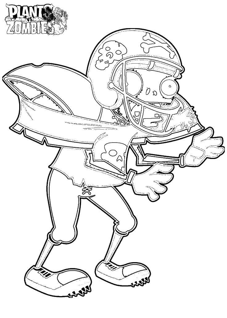 Coloring Zombie Rugby player. Category Zombie vs plants. Tags:  Zombie vs plants, cartoons, zombies.