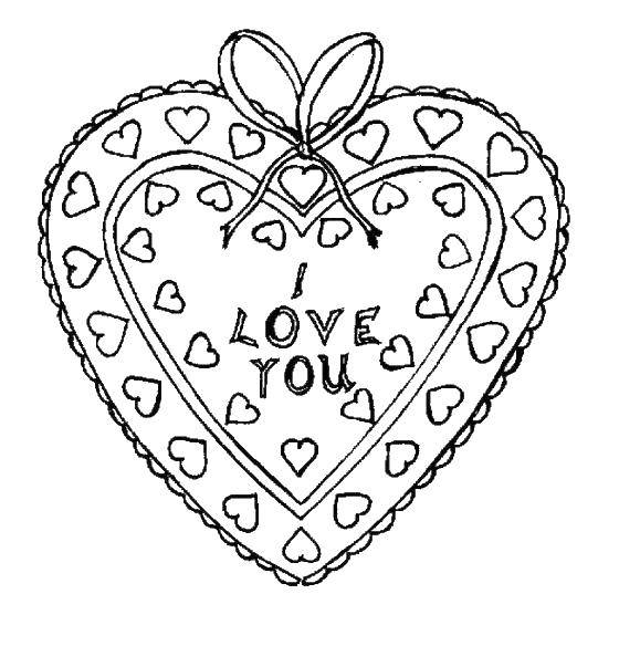 Розмальовки  Серце прикрашена бантиком. Завантажити розмальовку День Святого Валентина, любов, серце.  Роздрукувати ,День святого валентина,